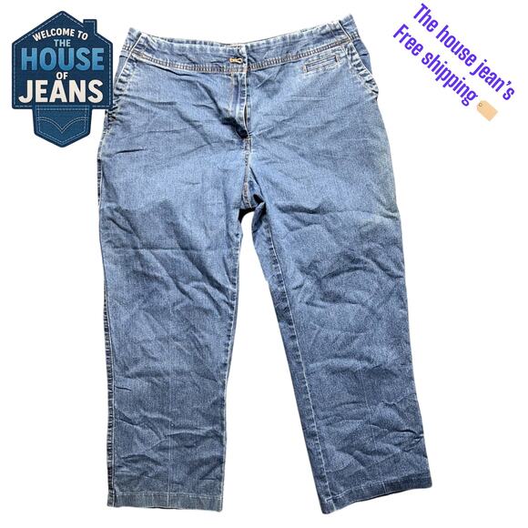 ERIKA Women’s Jeans Size 14 Blue Straight Leg Stretch Waist Comfort Fit - Picture 1 of 16